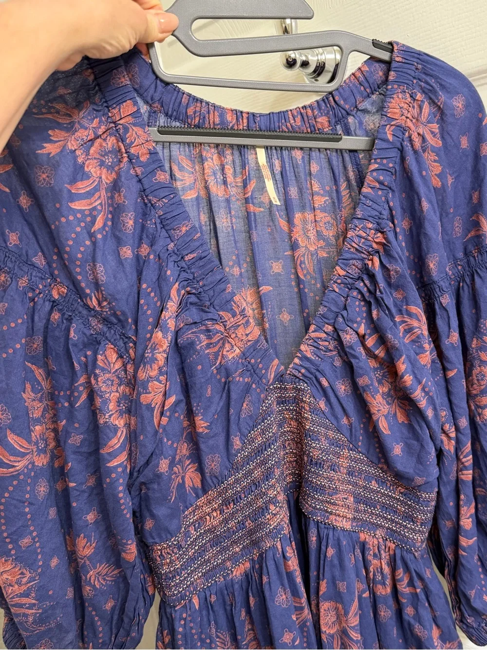 💙Free People Deep Blue Floral Maxi Dress with Rust Accents. Gently worn, size M